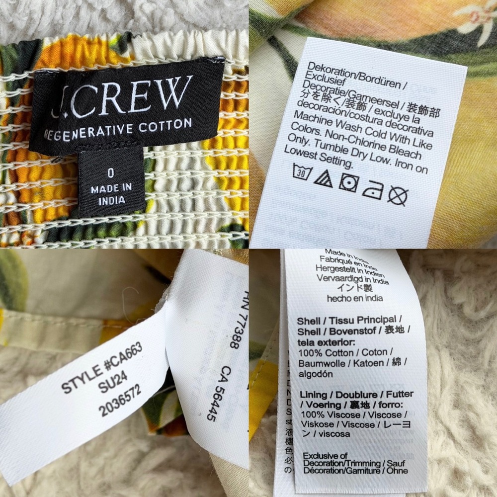 J.Crew Lemon Print Limoncello Dress Regenerative Cotton Button Midi CA663 0 - Picture 2 of 12